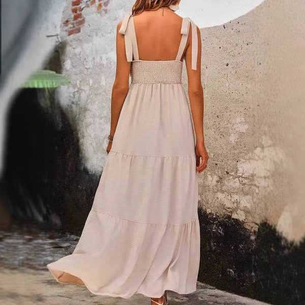 Women’s A-Line Dress – Lightweight Cotton – Tiered Midi – Adjustable Sleeveless Fit