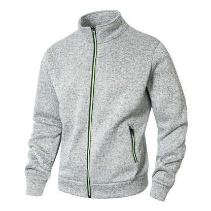Men’s Zip-Up Jacket – Soft Knit Lined – Stand Collar – Zipper Pockets – Regular Fit