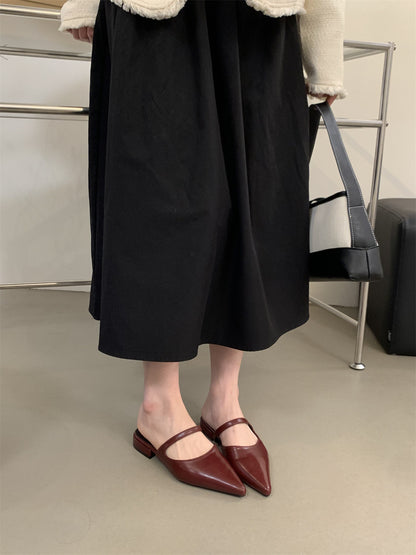 Ayla Pointed Toe Flats | Slip-On Single-Strap Mule Flats