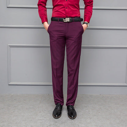 Men’s Trousers – Slim Fit – Stretch Comfort – Wrinkle-Resistant – Flat Front – Full Length