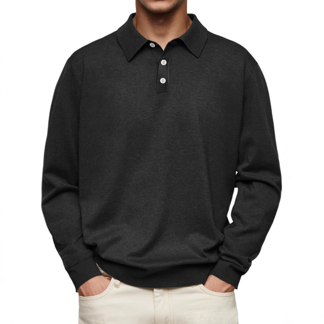 Men’s Polo Shirt – Soft Knit – Relaxed Fit – Long Sleeve Casual Style