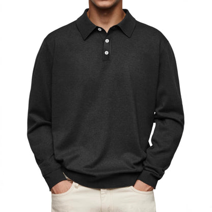 Men’s Polo Shirt – Soft Knit – Relaxed Fit – Long Sleeve Casual Style