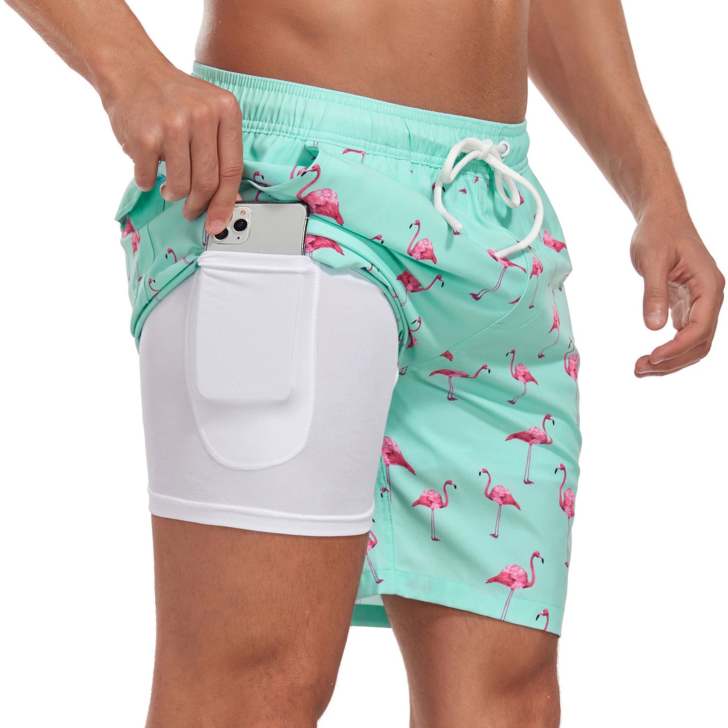 Men’s Swim Trunks – Quick-Dry Breathable Blend – Mid-Thigh Fit – Compression Liner