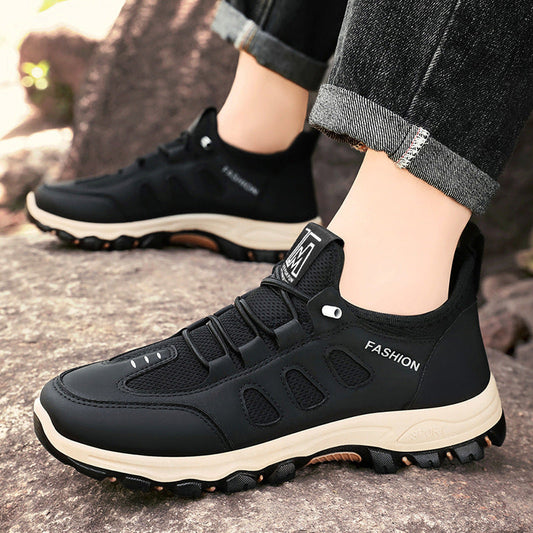 Men’s Trail Hiking Shoes – Breathable Mesh – Synthetic Leather – Rugged Grip Sole
