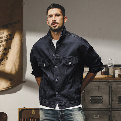 Men’s Denim Jacket – Relaxed Fit – Button Front – Chest Pockets – Durable Casual Style