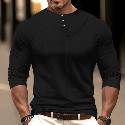 Women's Long Sleeve Shirt - Cotton Blend - Slim Fit - Asymmetrical Neckline Buttons