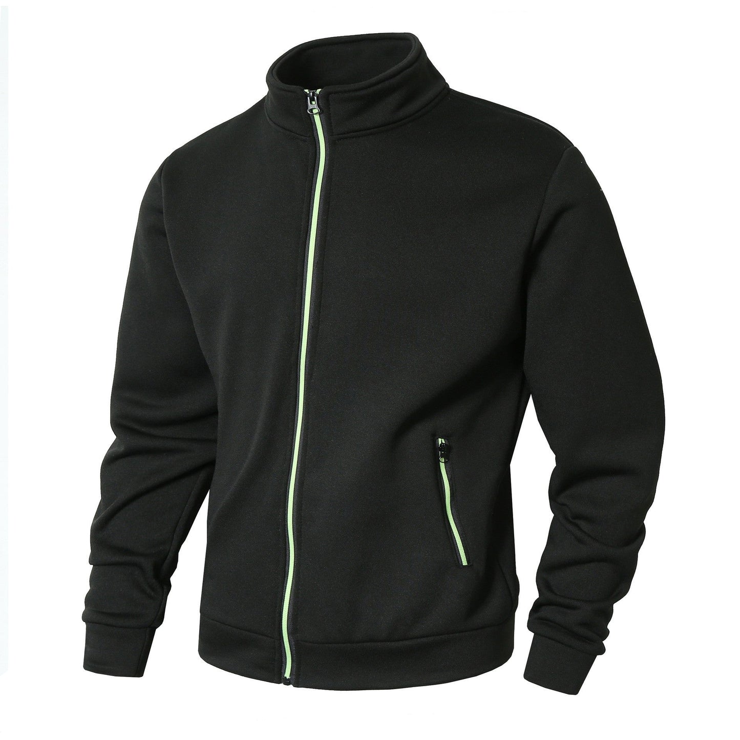 Men’s Zip-Up Jacket – Soft Knit Lined – Stand Collar – Zipper Pockets – Regular Fit