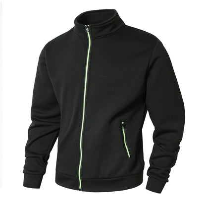 Men’s Zip-Up Jacket – Soft Knit Lined – Stand Collar – Zipper Pockets – Regular Fit