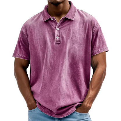 Men’s Polo Shirt – Relaxed Fit – Washed Look – Short Sleeve – Natural Fibers
