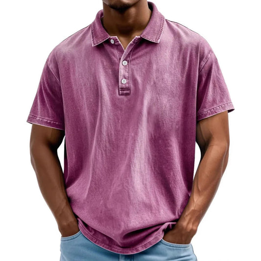 Men’s Polo Shirt – Relaxed Fit – Washed Look – Short Sleeve – Natural Fibers