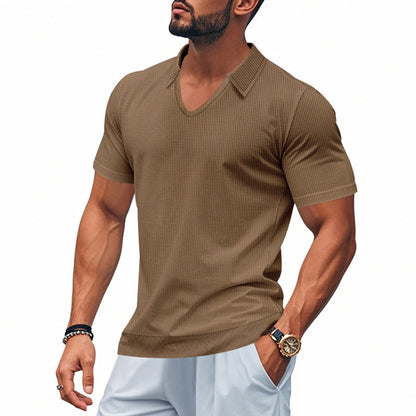 Men’s Polo Shirt – Breathable Cotton – Relaxed Fit – V-Neck Minimalist Casual Style