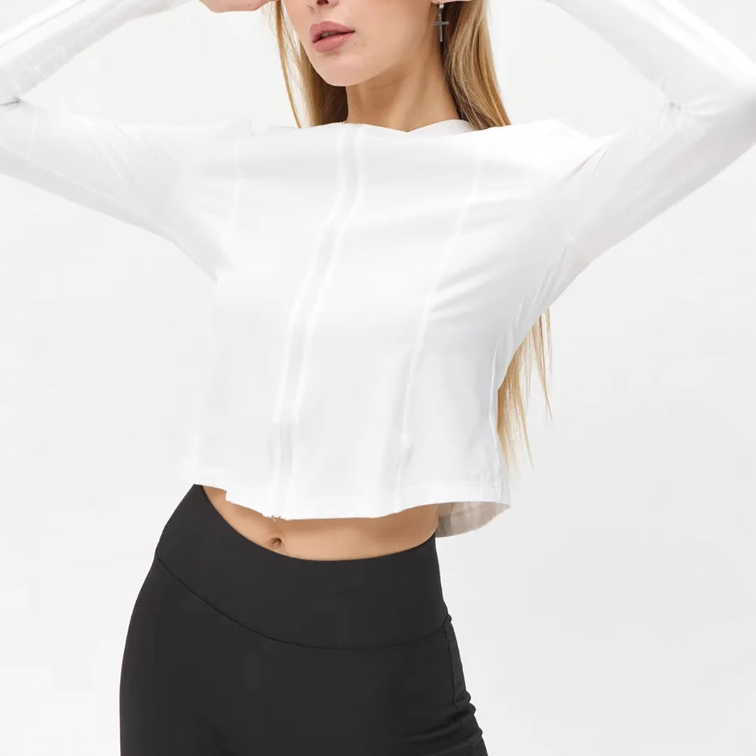 Women’s Hooded Top – Slim Fit – Cropped Length – Lightweight Stretch – Long Sleeve