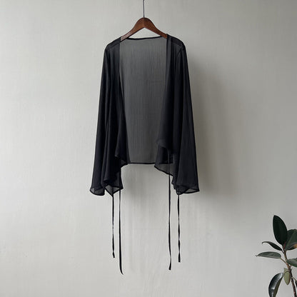 Women’s Cardigan – Sheer Lightweight Fabric – Loose Fit – Long Sleeve Open Front