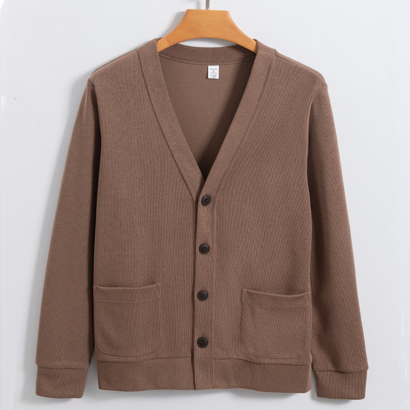 Men’s Cardigan – Cotton Knit – Relaxed Fit – V-Neck – Button Front – Pockets