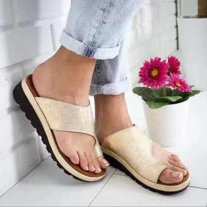 Women’s Wedge Heel Slippers – Orthopedic Support – Open Toe – Slip-On Fit – Casual Wear