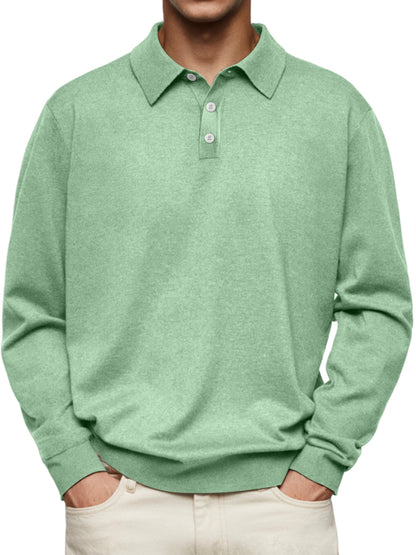 Men’s Polo Shirt – Soft Knit – Relaxed Fit – Long Sleeve Casual Style