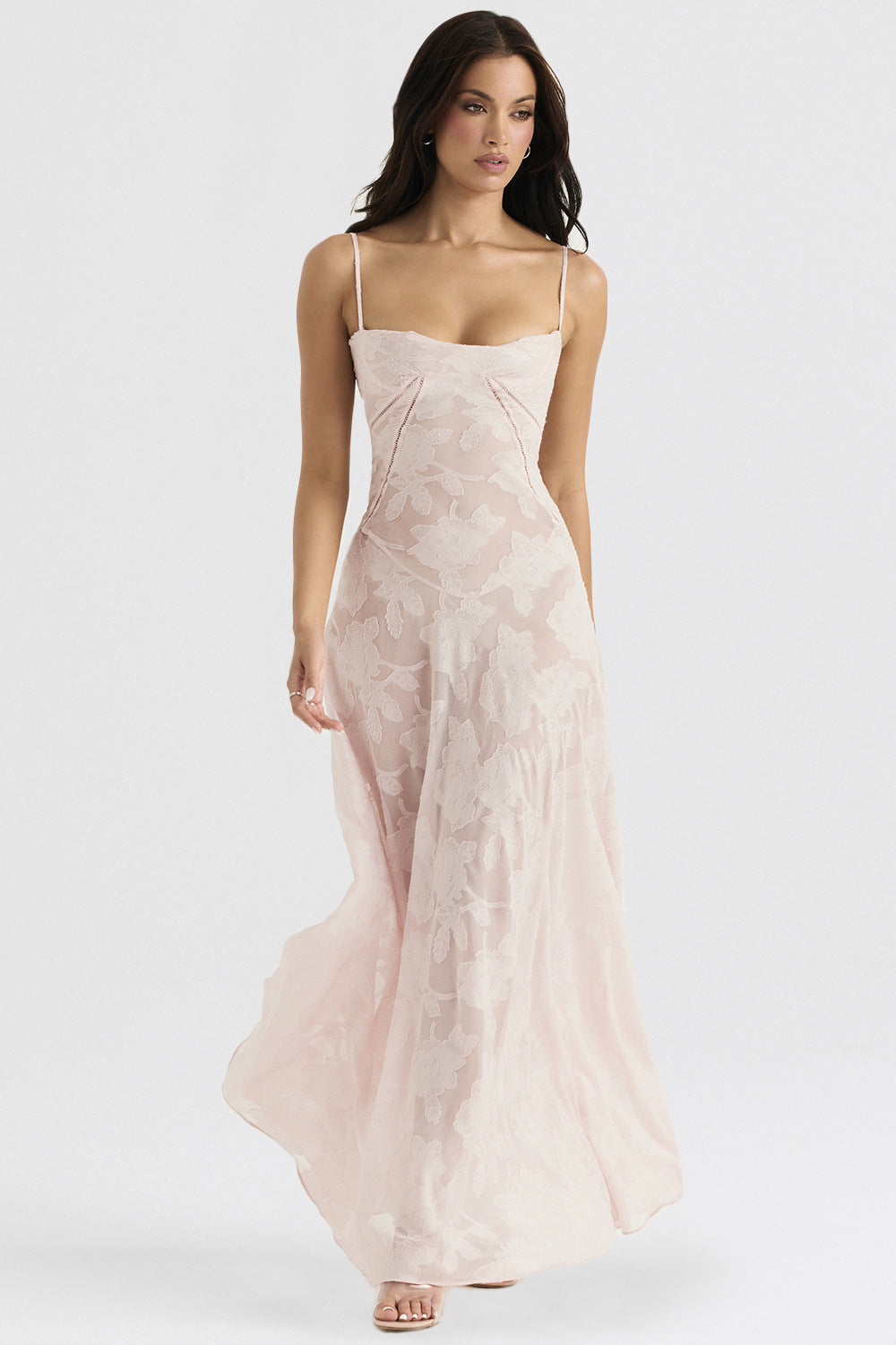 Women’s Midi Dress – Silky Fabric – Slim Fit Bodice – Spaghetti Straps – Elegant Skirt