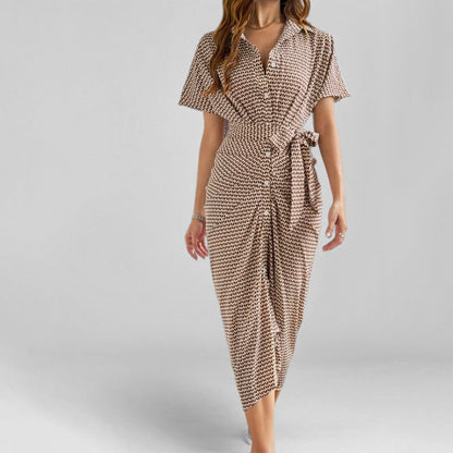 Women’s Wrap Dress – V-Neck Midi – Adjustable Waist Tie – Short Sleeve Lightweight Fit
