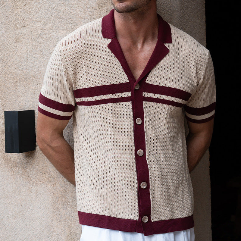 Men’s Knit Polo Shirt – Regular Fit – Soft Knit – Button Front – Short Sleeve