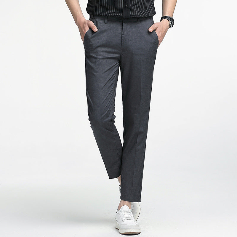 Men’s Cropped Trousers – Slim Fit – Breathable Blend – Straight Cut Smart Casual