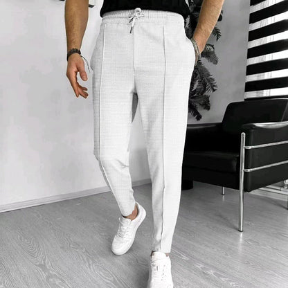 Men’s Casual Pants – Slim Fit – Stretch Fabric – Elastic Waist with Drawstring