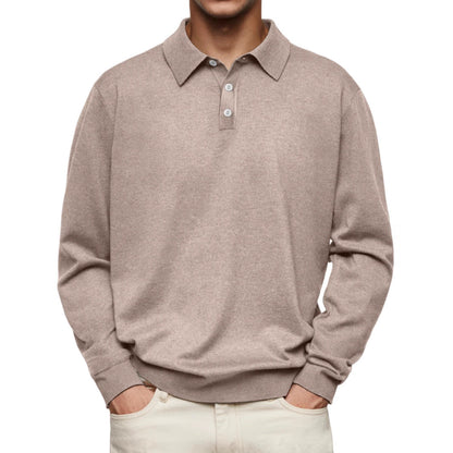 Men’s Polo Shirt – Soft Knit – Relaxed Fit – Long Sleeve Casual Style