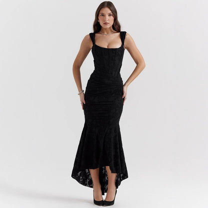 Women’s Evening Dress – Mermaid Fit – One Shoulder – Satin Finish – Ruched Waist