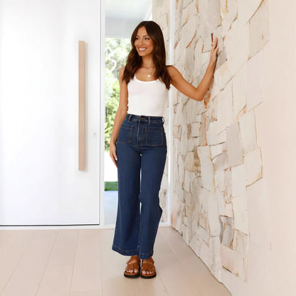Women’s Wide-Leg Jeans – High Waist – Relaxed Fit – Full Length – Vintage Style Denim