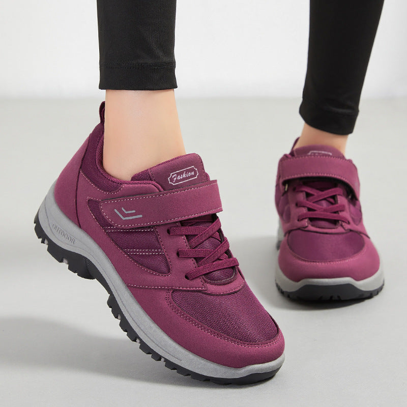 Women’s Walking Sneakers – Breathable Mesh – Dual Strap Closure – Supportive Low-Top