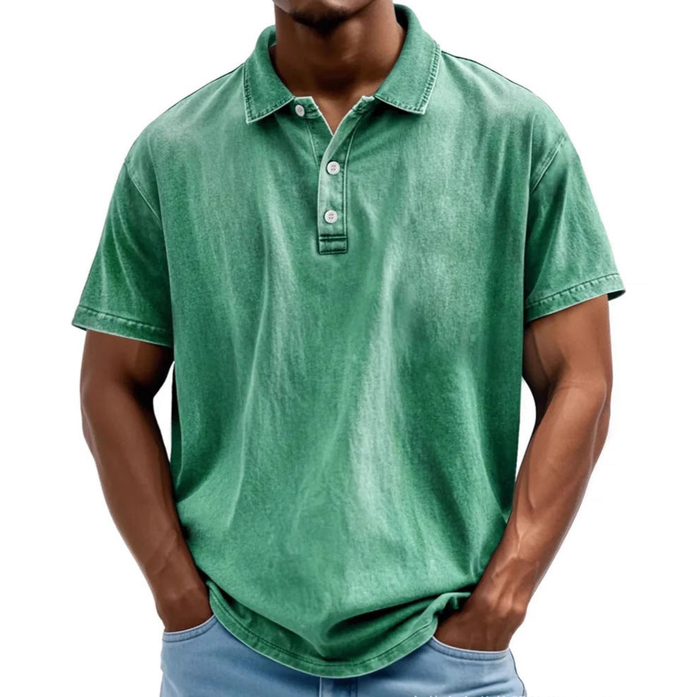 Men’s Polo Shirt – Relaxed Fit – Washed Look – Short Sleeve – Natural Fibers