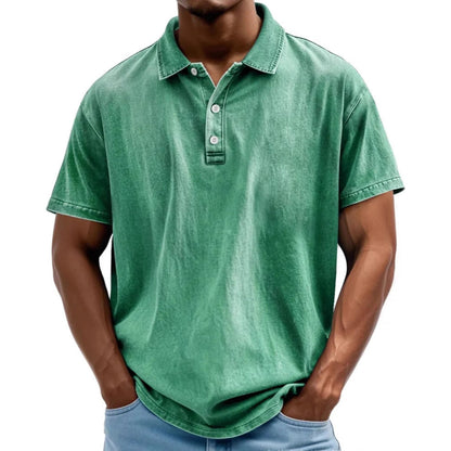 Men’s Polo Shirt – Relaxed Fit – Washed Look – Short Sleeve – Natural Fibers
