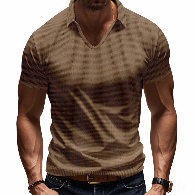 Men’s Polo Shirt – Breathable Cotton – Relaxed Fit – V-Neck Minimalist Casual Style