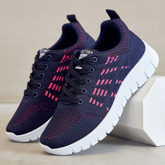 Women’s Low-Top Sneakers – Breathable Knit – Cushioned Sole – Lace-Up Athletic Fit