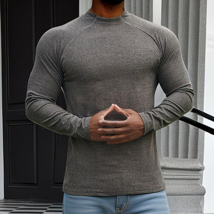 Men’s Long Sleeve T-Shirt – Slim Fit – Soft Stretch – Crew Neck – Raglan Sleeve