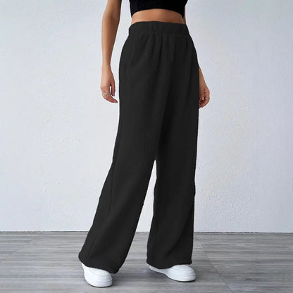 Women’s Casual Pants – Plush Fleece – Relaxed Fit – Full Length – Elastic Waistband