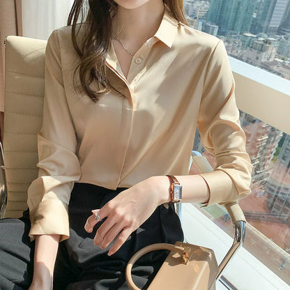 Women’s Button-Down Shirt – Relaxed Tailored Fit – Lightweight Cotton Blend – Long Sleeve