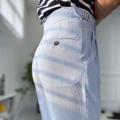 Men’s Trousers – High Waist – Straight Leg – Pleated Front – Breathable Blend