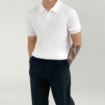 Men’s Polo Shirt – Soft Ribbed Knit – Standard Fit – Short Sleeve Casual Style