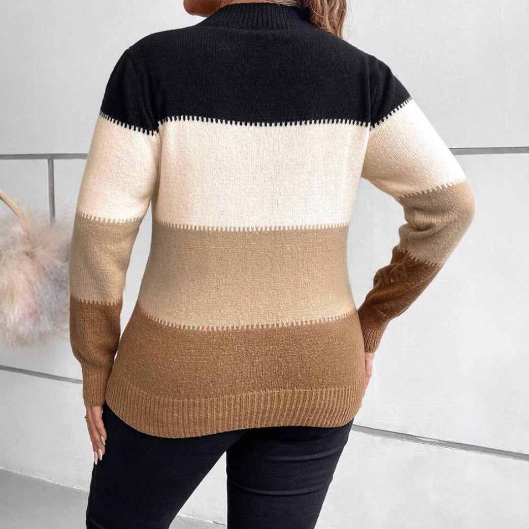 Women’s Crewneck Sweater – Knitted Wool Blend – Relaxed Fit – Long Sleeve Casual Layer