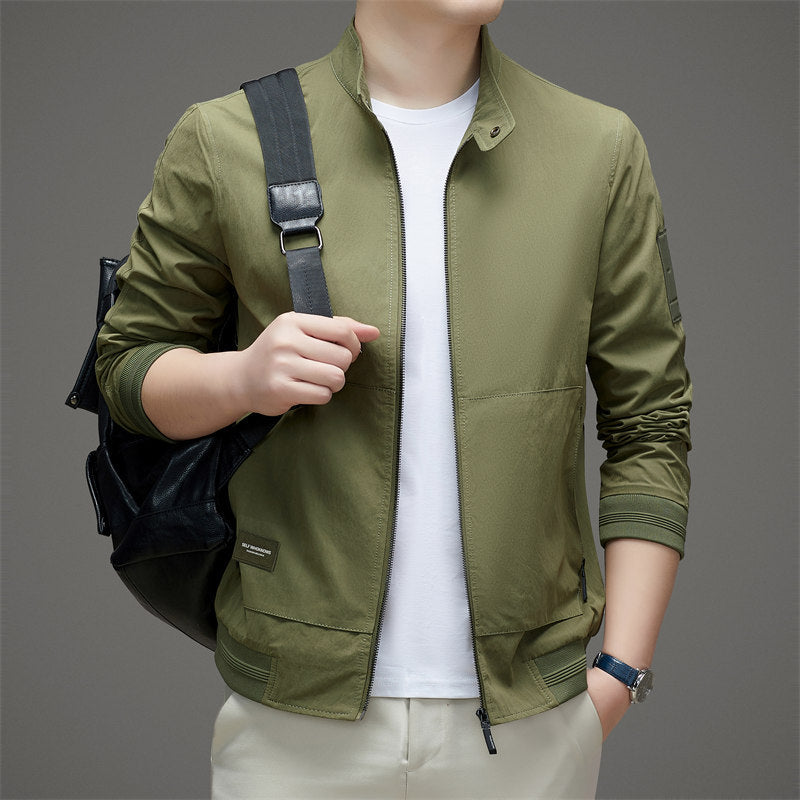 Men’s Jacket – Regular Fit – Stand Collar – Zipper Front – Ribbed Hem – Cotton Blend