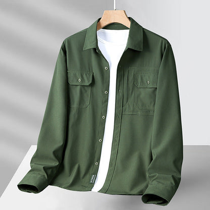 Men’s Long Sleeve Shirt – Relaxed Fit – Breathable Cotton Blend – Utility Pockets