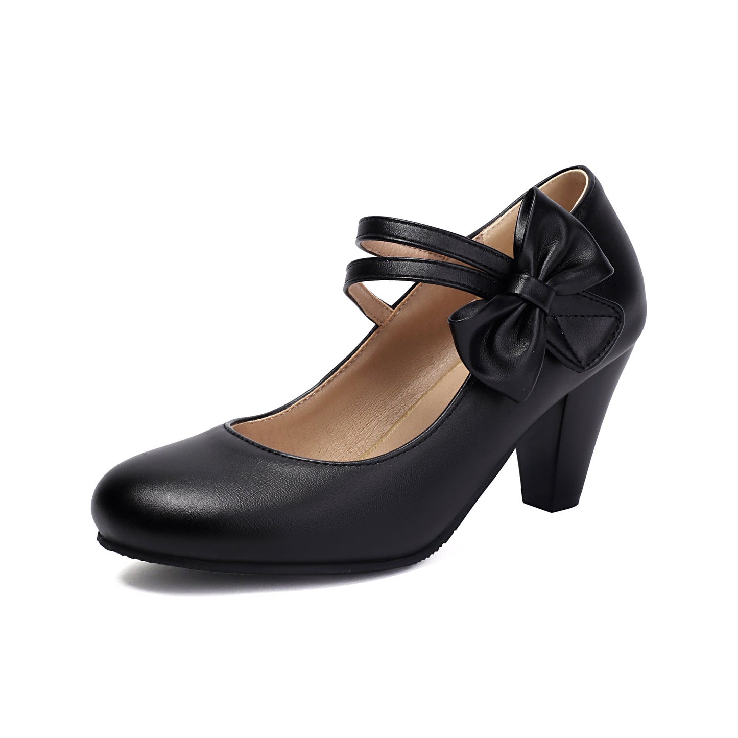 Women’s High Heel Shoes – Dual Strap – Bow Detail – Low-Cut Vamp – Sleek Finish