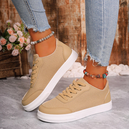 Women’s Casual Sneakers – Breathable Mesh – Cushioned Sole – Low Top Lace-Up