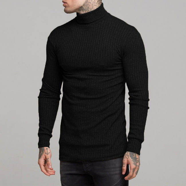 Men’s Turtleneck Sweater – Slim Fit – Ribbed Knit – Long Sleeve Casual Wool Blend
