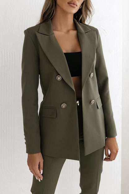 Women’s Suit Jacket – Tailored Fit – Wool Blend – Double-Breasted – Notched Lapel