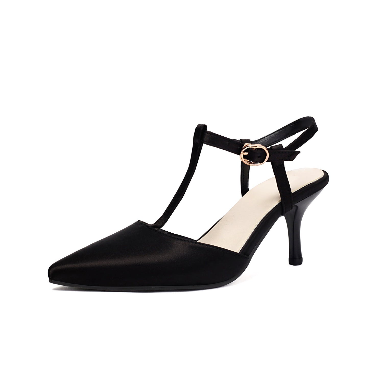 Women’s High Heel Sandals – Pointed Toe – T-Strap – Adjustable Ankle Strap – Sleek Fit