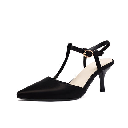 Women’s High Heel Sandals – Pointed Toe – T-Strap – Adjustable Ankle Strap – Sleek Fit
