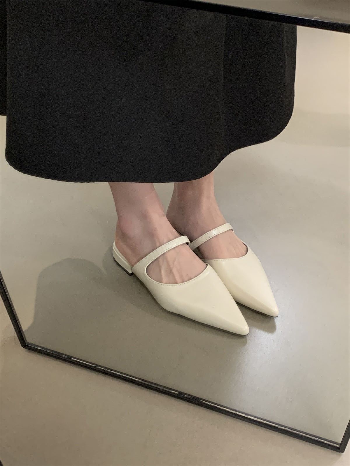 Ayla Pointed Toe Flats | Slip-On Single-Strap Mule Flats