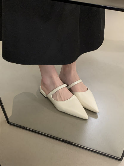 Ayla Pointed Toe Flats | Slip-On Single-Strap Mule Flats
