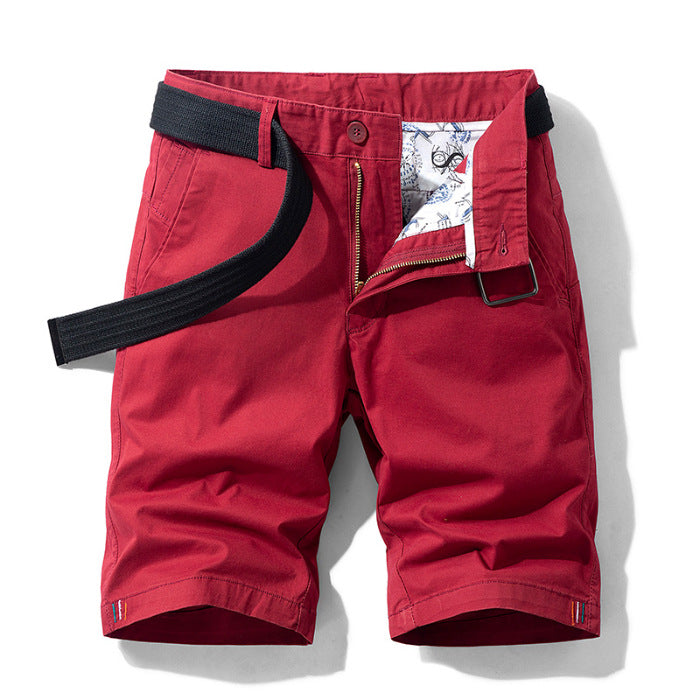 Men’s Knee-Length Shorts – Breathable Blend – Casual Fit – Belted with Side Pockets